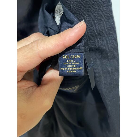 Brooks Brothers 1818 Madison Saxxon Wool Blazer Men’s 40L / 34W Navy Made in USA - Picture 11 of 13